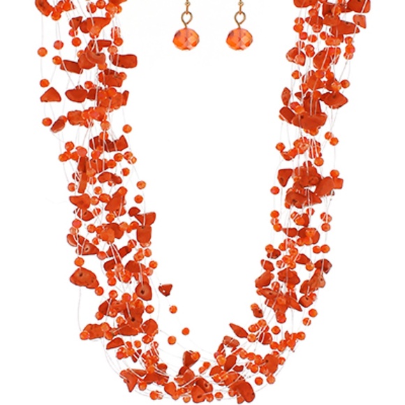 18 Layered Color Coated Chip Stone Necklace - Picture 1 of 4